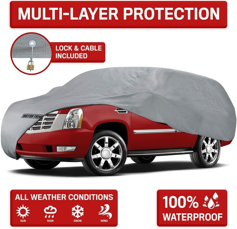 image:imageMotor Trend 4Layer 4Season Auto Waterproof Outdoor UV Protection for Heavy Duty Use Full Car Cover for Vans Suvs Crossovers up to 210185 L x 72 W x 56H