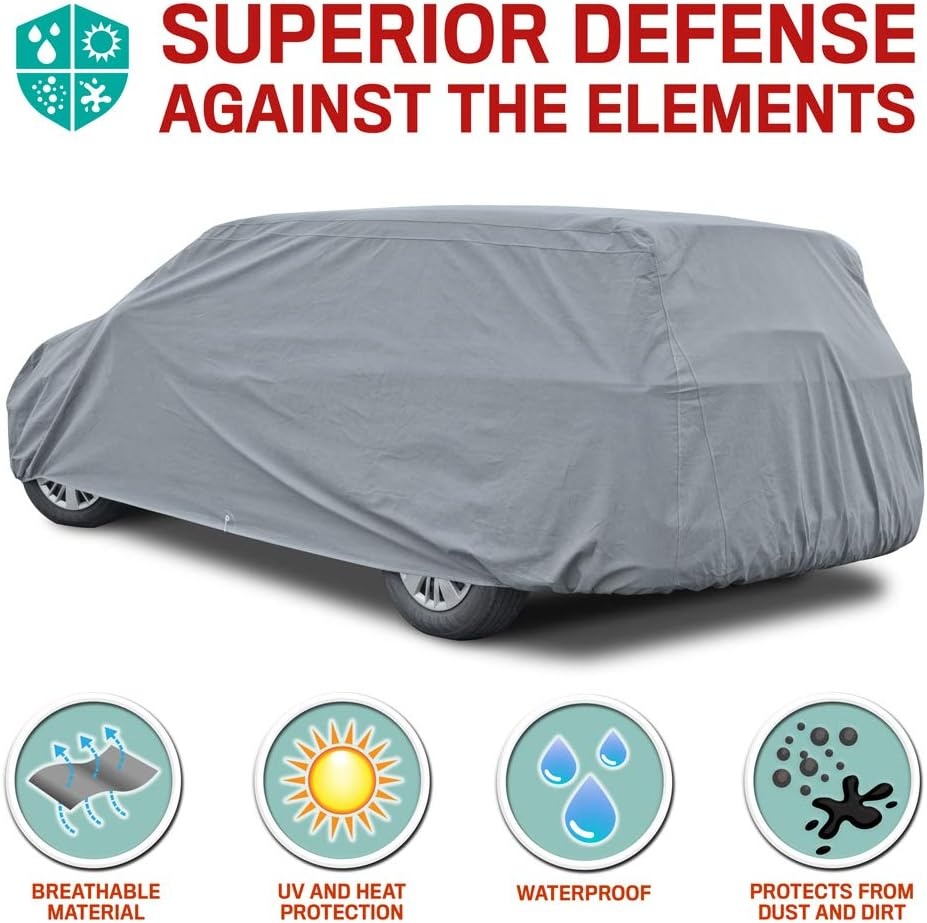 image:imageMotor Trend 4Layer 4Season Auto Waterproof Outdoor UV Protection for Heavy Duty Use Full Car Cover for Vans Suvs Crossovers up to 210200 L x 77 W x 60H