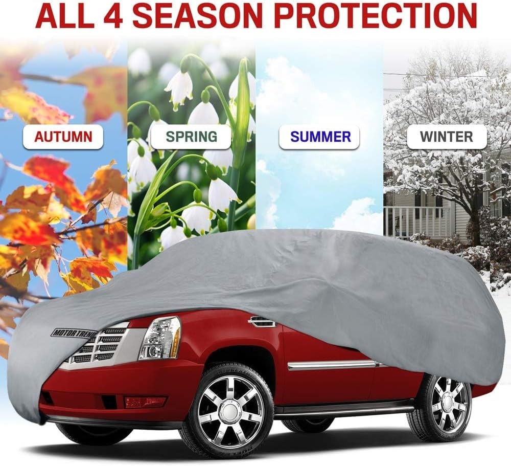image:imageMotor Trend 4Layer 4Season Auto Waterproof Outdoor UV Protection for Heavy Duty Use Full Car Cover for Vans Suvs Crossovers up to 210210 L x 77 W x 60H
