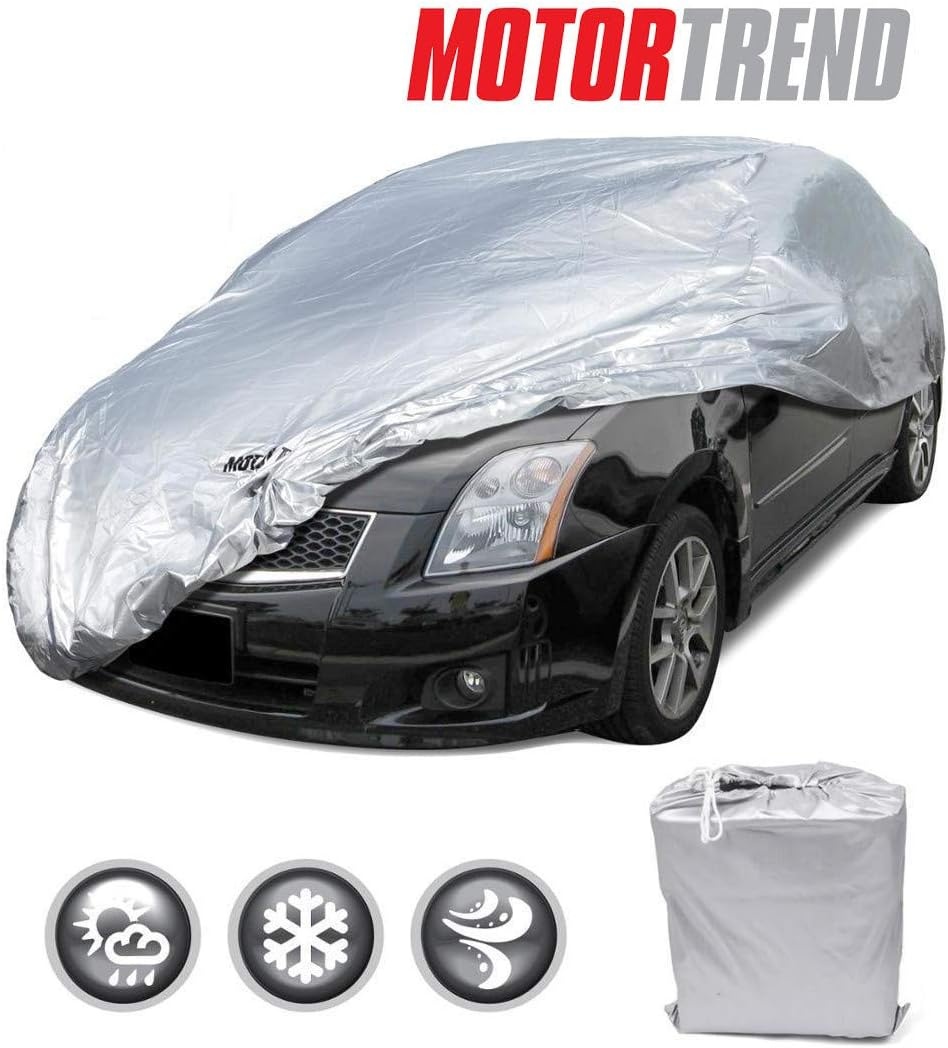 image:imageMotor Trend Universal Fit Car Cover for Cars SUVs Trucks Vans WaterResistant AllWeather Scratch Resistant Reflective Full Coverage Protect Against Rain Snow Hail Sun UV Protection Dust XLargeMedium