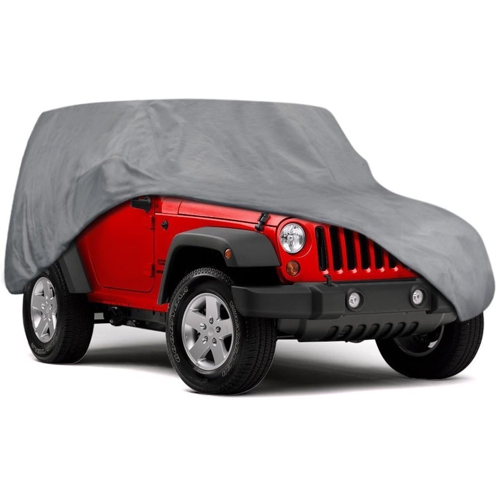 image:imageMotor Trend 4Series Car Cover for Jeep Wrangler 2 Doors All Weather WaterResistant Snow Rain Dust Sun UV Storm Wind Full Coverage Protection Lightweight Single Layer Car Tarp Up to 185 Length