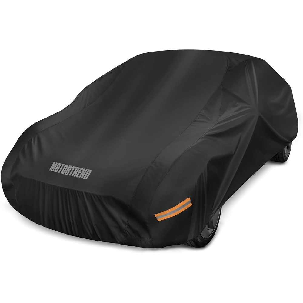 image:imageMotor Trend Black USA Flag Waterproof Car Cover All Weather Outdoor Protection UV Resistant Windproof Scratchproof SemiUniversal Fit Sedan Full Car Cover for Sun Rain Snow 171 190 LengthBlack Up to 210