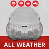 Motor Trend Black USA Flag Waterproof Car Cover – All Weather Outdoor Protection, UV Resistant, Windproof, Scratchproof – Semi-Universal Fit Sedan Full Car Cover for Sun Rain Snow (171”- 190” Length)(Silver 200″(L) x 77″(W) x 60″(H))