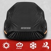 Motor Trend Black USA Flag Waterproof Car Cover – All Weather Outdoor Protection, UV Resistant, Windproof, Scratchproof – Semi-Universal Fit Sedan Full Car Cover for Sun Rain Snow (171”- 190” Length)(Black Up to 210″)