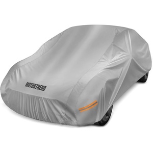Motor Trend Black USA Flag Waterproof Car Cover – All Weather Outdoor Protection, UV Resistant, Windproof, Scratchproof – Semi-Universal Fit Sedan Full Car Cover for Sun Rain Snow (171”- 190” Length)(Silver Up to 190″)